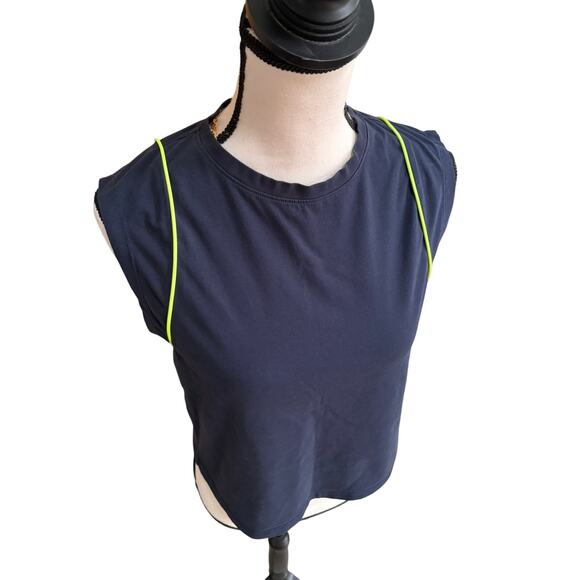PQL Club Women's Shirt Number Five Tank Navy with Neon Trim Size Large - Picture 3 of 9